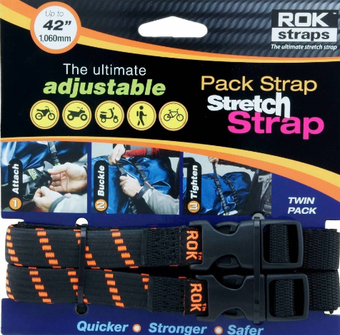 ROK Pack Straps 12 to 42" Black Twin Pack 